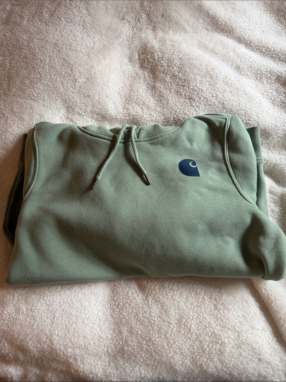Carhartt Woman’s Sage Green Sweatshirt Bottoms with Navy Logo
